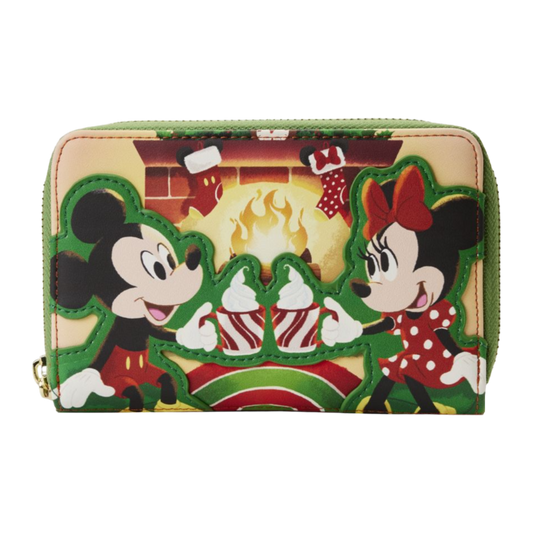 Pop Weasel Image of Disney - Mickey & Minnie Fireplace Zip Around Purse - Loungefly