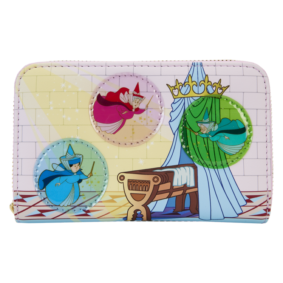 Pop Weasel Image of Sleeping Beauty - Castle Three Good Fairies Stained Glass Zip Around Wallet - Loungefly - Bags, Wallets & Purses - Image - Pop Weasel