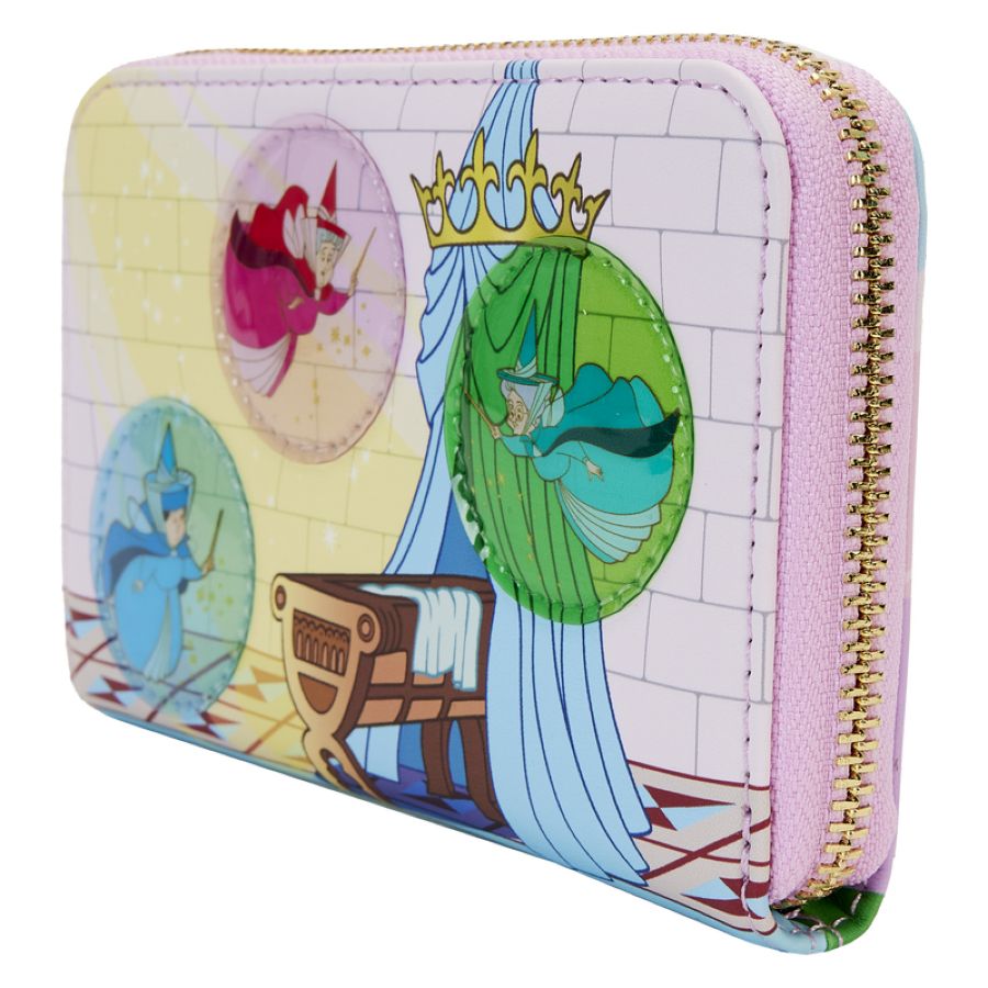 Pop Weasel - Image 2 of Sleeping Beauty - Castle Three Good Fairies Stained Glass Zip Around Wallet - Loungefly - Bags, Wallets & Purses - Image - Pop Weasel