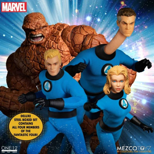 Image Pop Weasel - Image 2 of Marvel Comics - Fantastic Four Deluxe Steel One:12 Action Figure Boxed Set - Mezco Toyz