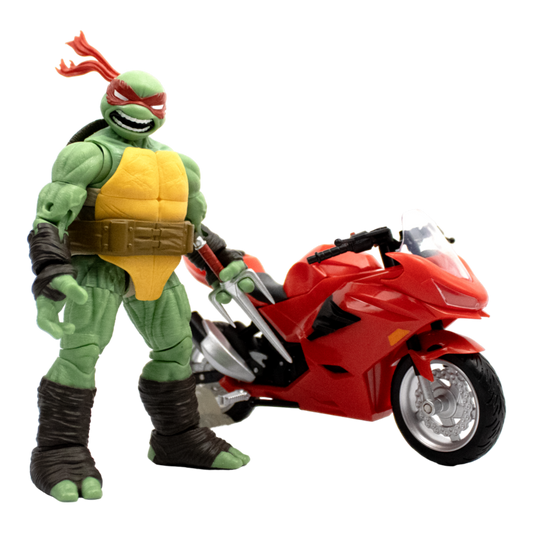 Pop Weasel Image of Teenage Mutant Ninja Turtles (comics) - Raphael Ninja with Red Motorcycle BST AXN Figure - The Loyal Subjects