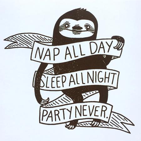 Nap All Day Sleep All Night Party Never Sloth Sticker - Image