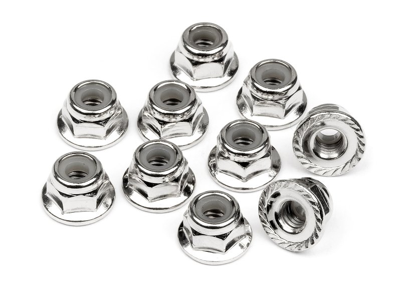 Serrated flange lock nut M4 - Model - Image - Pop Weasel