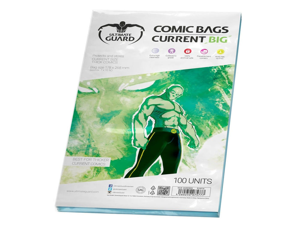 Pop Weasel Image of Ultimate Guard Comic Bags BIG Current Size (100) - Comic Accessories - Image - Pop Weasel