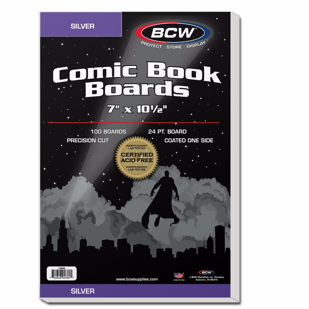 BCW Comic Backing Boards Silver 7" x 10 1/2" - Comic Accessories - Image - Pop Weasel
