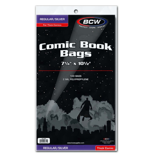 Silver/Regular Comic Bags - Thick (100 Bags)