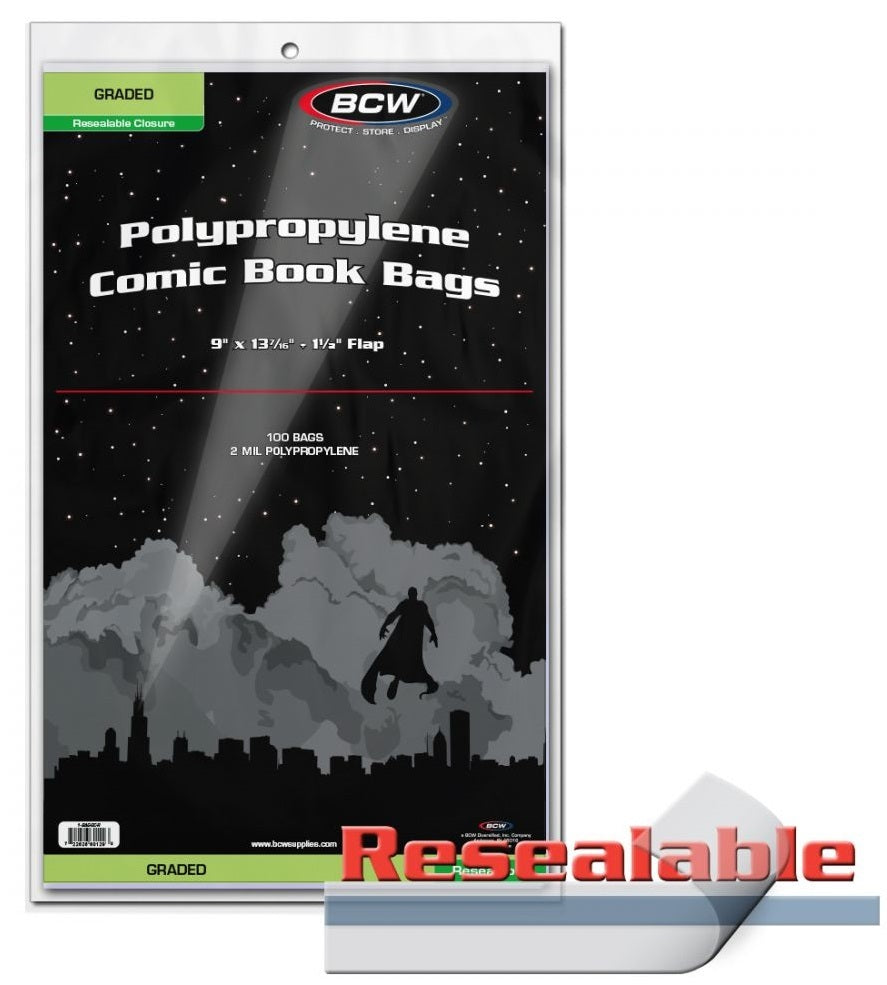 BCW Comic Bags Graded Resealable 9 X 13 7/16 (100 Bags) - Comic Accessories - Image - Pop Weasel