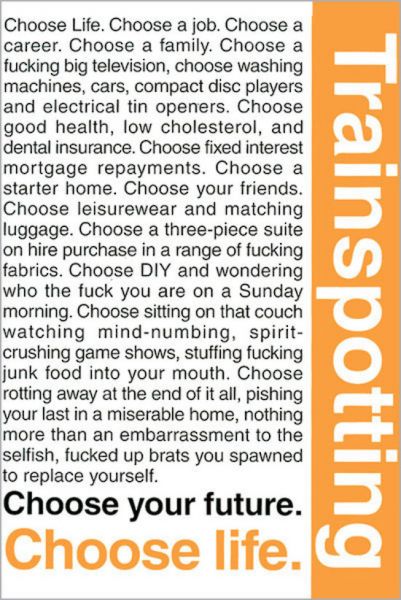 Pop Weasel Image of Trainspotting - Quotes Poster