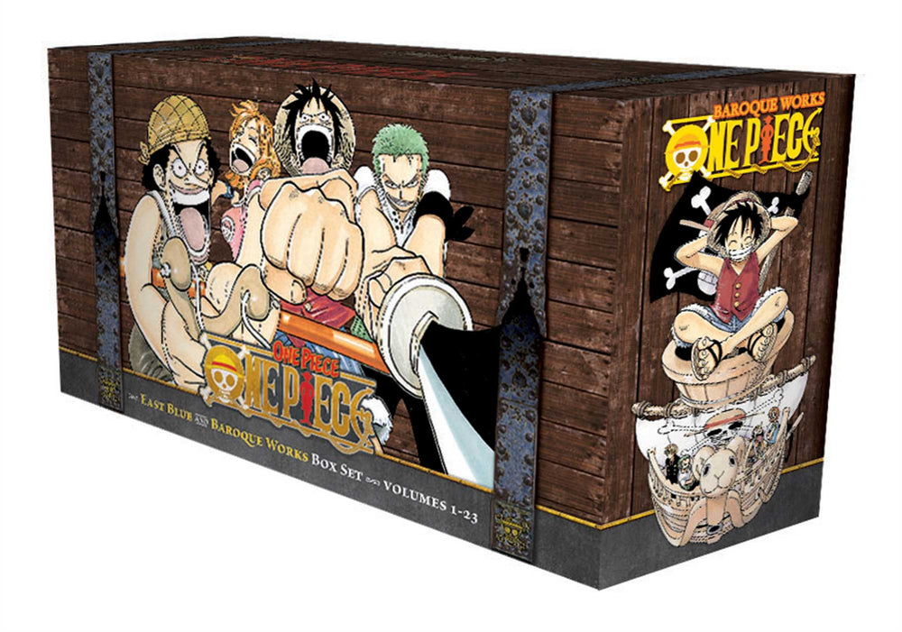 Front Cover One Piece Box Set 1: East Blue and Baroque Works Volumes 1-23 with Premium ISBN 9781421560748 - Manga - Image - Pop Weasel