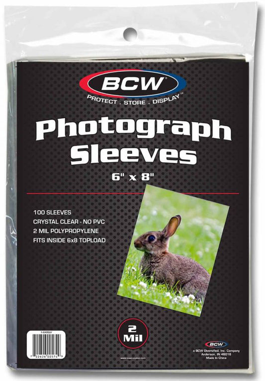 BCW Photo Sleeves (6" 1/16 x 8" 1/16) (100 Sleeves Per Pack)