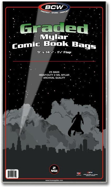 BCW Comic Book Mylar Bags Graded 2 MIL Mylar (9" x 14" 1/4) (25 Bags Per Pack) - Comic Accessories - Image - Pop Weasel