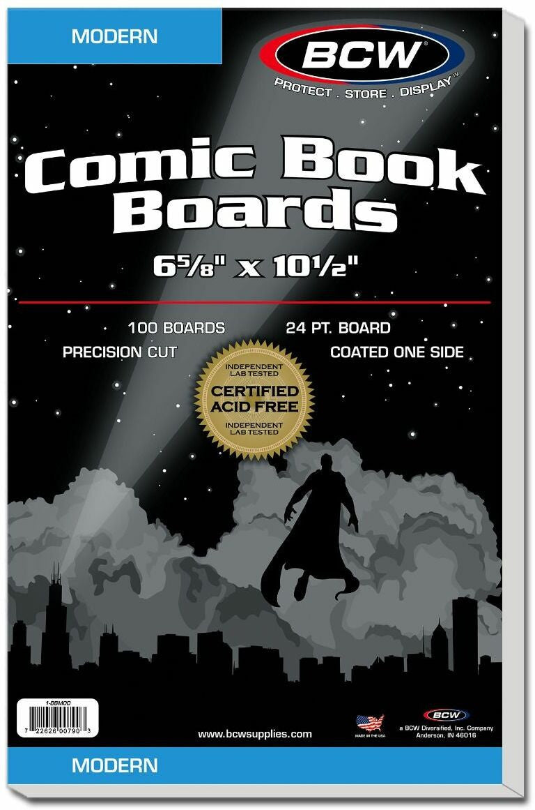 Pop Weasel Image of BCW Comic Book Backing Boards Modern Comics (6 5/8" X 10 1/2") (100 Boards Per Pack)