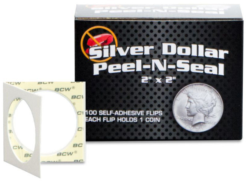 BCW Peel n Seal Paper Flips Adhesive Dollar (2" x 2") (100 Flips Per Box) - Collectable Storage - Image - Pop Weasel