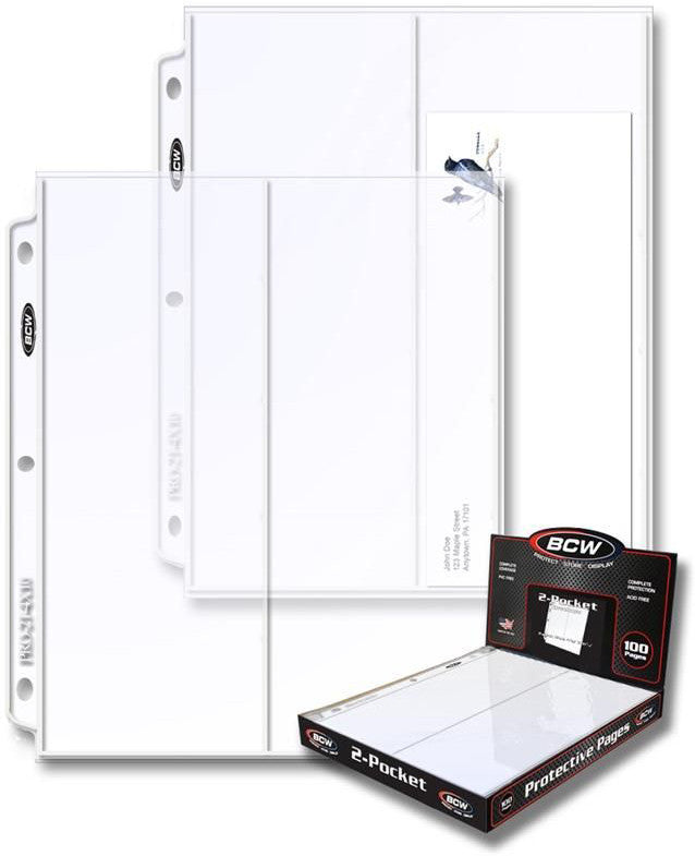 BCW 2 Pocket Protective Pages Envelopes (4" x 10") (100 Pages Per Box) - Collectable Storage - Image - Pop Weasel