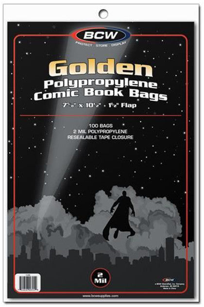 BCW Comic Book Bags Golden Comics (7" 5/8 x 10" 1/2) (100 Bags Per Pack)