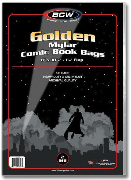 BCW Comic Book Mylar Bags Golden Comics 2 MIL Mylar (8" x 10" 1/2) (50 Bags Per Pack) - Comic Accessories - Image - Pop Weasel