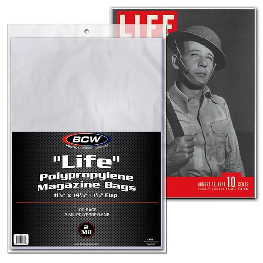 BCW Life Magazine Bags (11" 1/8 x 15" 1/8) (100 Bags Per Pack)