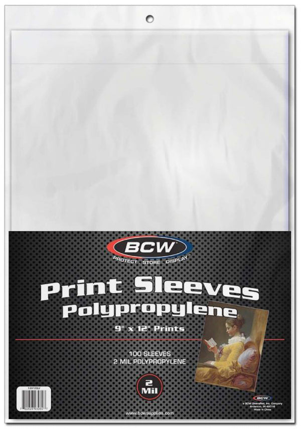 BCW Print Sleeves (9" 1/8 x 12" 1/8) (100 Sleeves Per Pack)