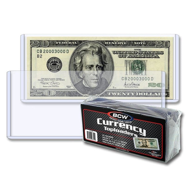 BCW Toploader Holder Currency (6.5" x 3") (25 Holders Per Pack)