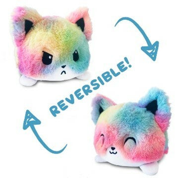 Reversible Plushie - Fox Tie Dye Rainbow - Plush - Image - Pop Weasel