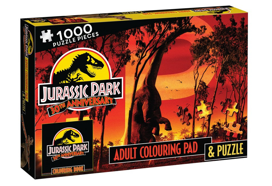 Pop Weasel Image of Jurassic Park 30th Anniversary: Adult Colouring Pad and Puzzle (Universal: 1000 Pieces) - Puzzles - Image - Pop Weasel