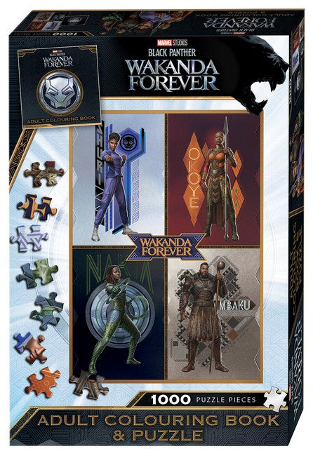 Pop Weasel Image of Black Panther Wakanda Forever: Adult Colouring Book and Puzzle (Marvel: 1000 Pieces) - Puzzles - Image - Pop Weasel