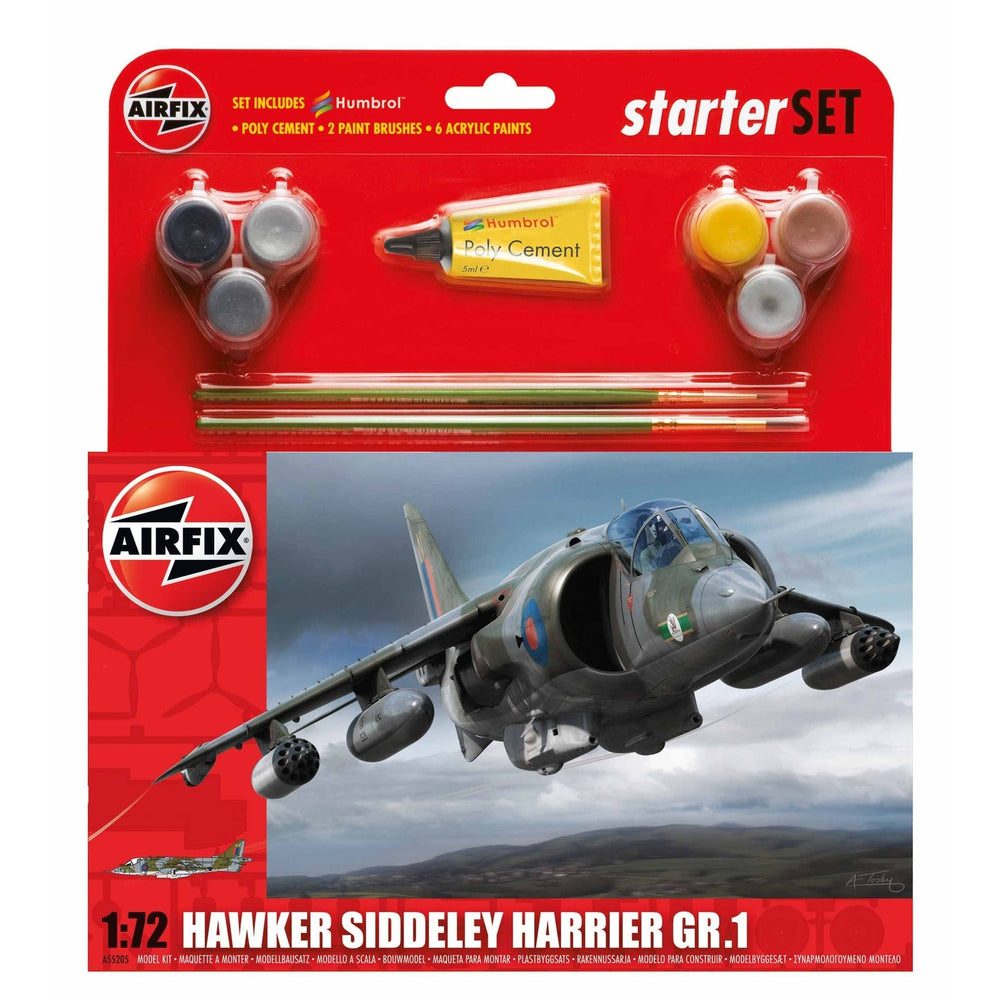 Airfix 1:72 Starter Set Hawker Siddeley Harrier GR1 - Kitset Models - Image - Pop Weasel