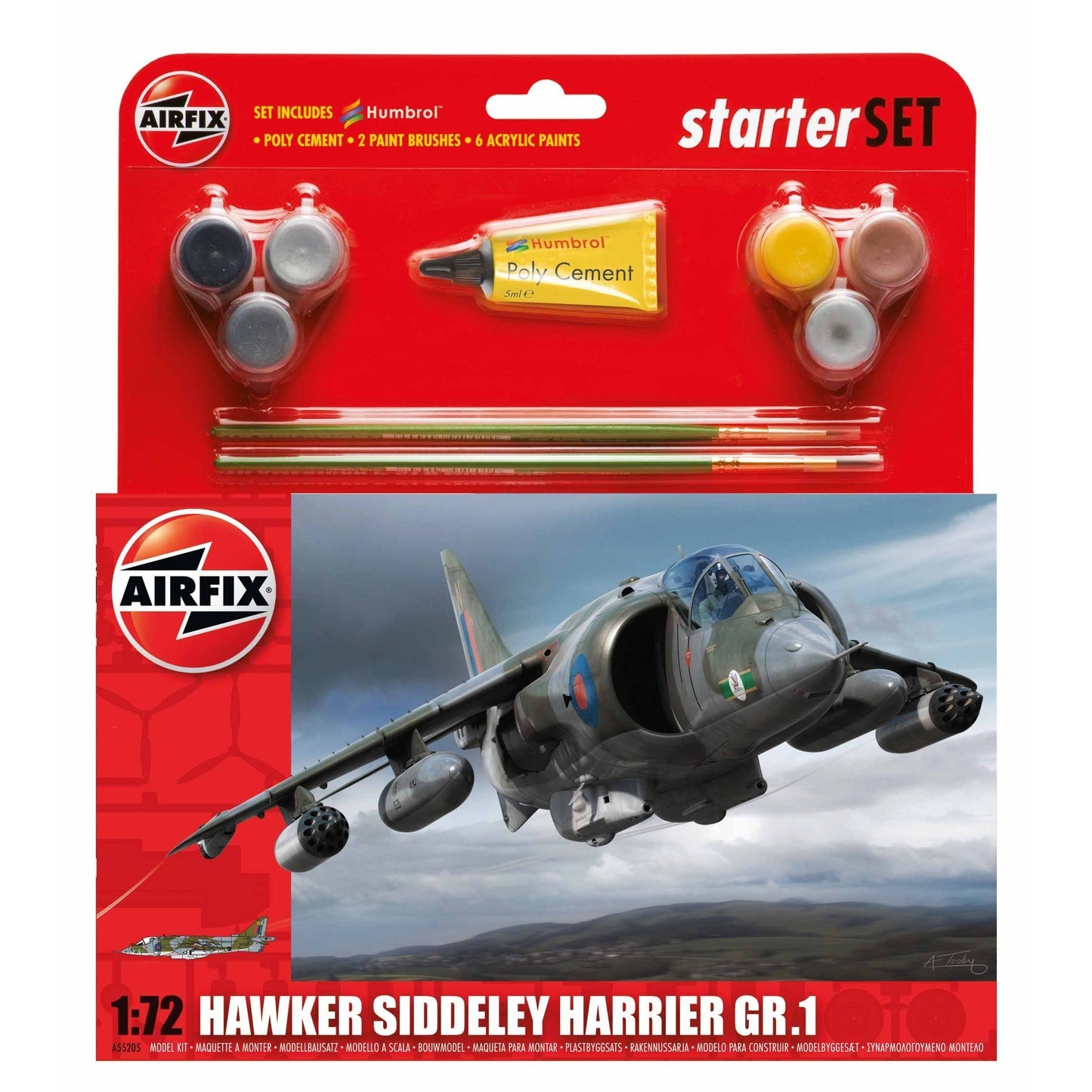 Airfix 1:72 Starter Set Hawker Siddeley Harrier GR1