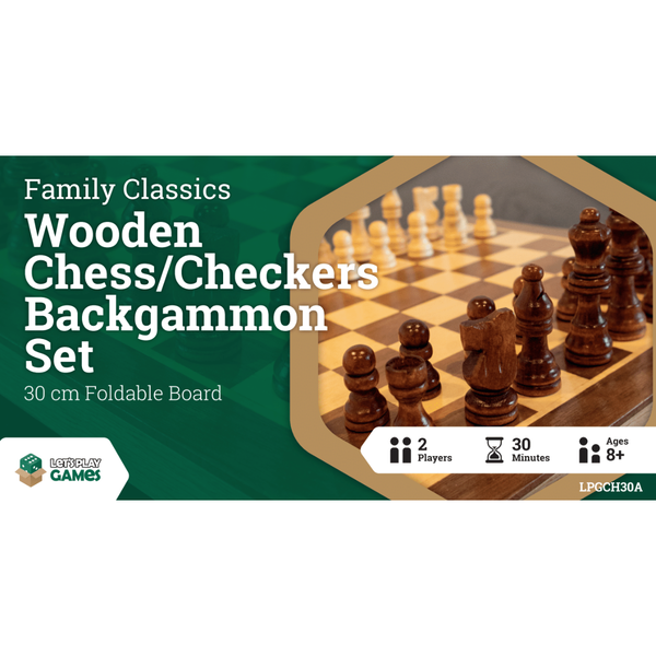 Pop Weasel Image of LPG Wooden Folding Chess/Checkers/Backgammon Set 30cm