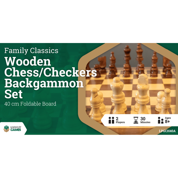 Pop Weasel Image of LPG Wooden Folding Chess/Checkers/Backgammon Set 40cm
