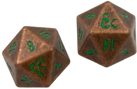 Heavy Metal Feywild Copper and Green D20 Dice Set for Dungeons & Dragons - Dice & Accessories - Image - Pop Weasel