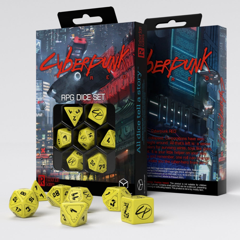 Pop Weasel Image of Q Workshop Cyberpunk Red Dice Set: Danger Zone Dice Set 7 - Game Accessories - Image - Pop Weasel