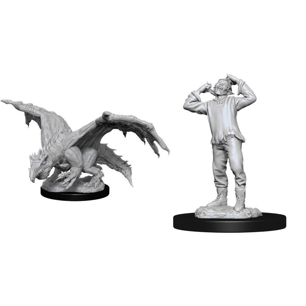 Pop Weasel Image of D&D Nolzurs Marvelous Unpainted Miniatures Green Dragon Wyrmling and Afflicted Elf - Minis and Paints - Image - Pop Weasel