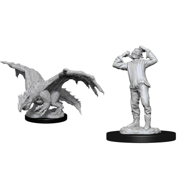 Pop Weasel Image of D&D Nolzurs Marvelous Unpainted Miniatures Green Dragon Wyrmling and Afflicted Elf